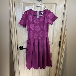 Beautiful dusty purple reverse burnout floral design Lularoe Amelia dress.